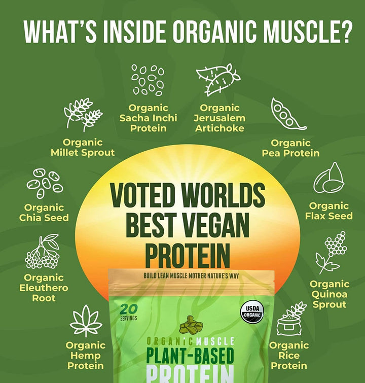 Organic Vegan Protein - Vanilla - Organic Muscle Fitness SupplementsOrganic Muscle SupplementsOrganic Muscle Fitness Supplements019962141515