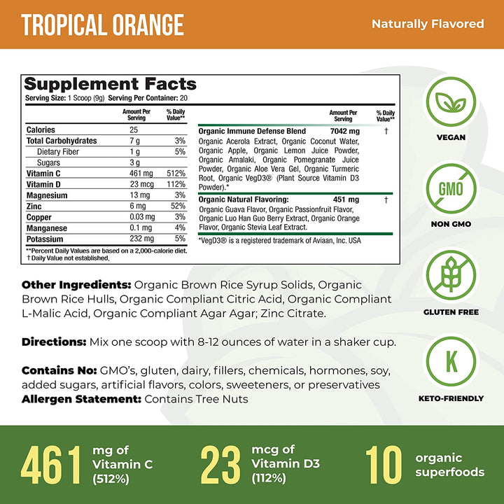 Organic Immunity Shield - Tropical Orange Flavor - Organic Muscle Fitness SupplementsOrganic Muscle Fitness SupplementsOrganic Muscle Fitness Supplements