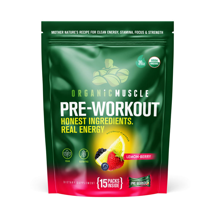 Pre-Workout - Lemon Berry (15 Packets) - Organic Muscle Fitness SupplementsOrganic Muscle SupplementsOrganic Muscle Fitness Supplements