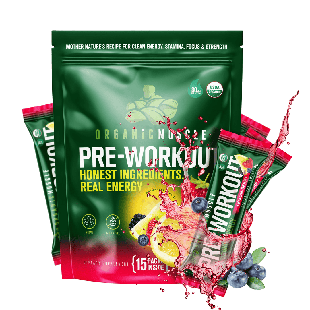 Pre-Workout - Lemon Berry (15 Packets) - Organic Muscle Fitness SupplementsOrganic Muscle SupplementsOrganic Muscle Fitness Supplements
