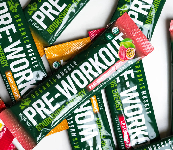 Pre Workout - Passionfruit Guava (15 Packets) - Organic Muscle Fitness SupplementsOrganic Muscle SupplementsOrganic Muscle Fitness Supplements