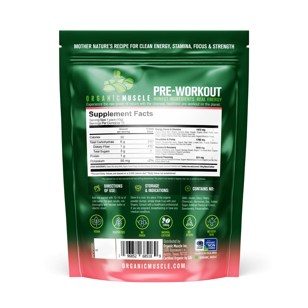 Pre Workout - Passionfruit Guava (15 Packets) - Organic Muscle Fitness SupplementsOrganic Muscle SupplementsOrganic Muscle Fitness Supplements