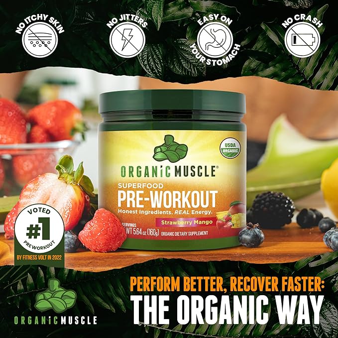 Pre-Workout - Strawberry Mango - Organic Muscle Fitness SupplementsOrganic Muscle SupplementsOrganic Muscle Fitness Supplements742309826935